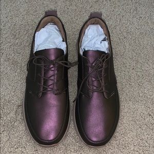 Purple Brown Leather Shoes